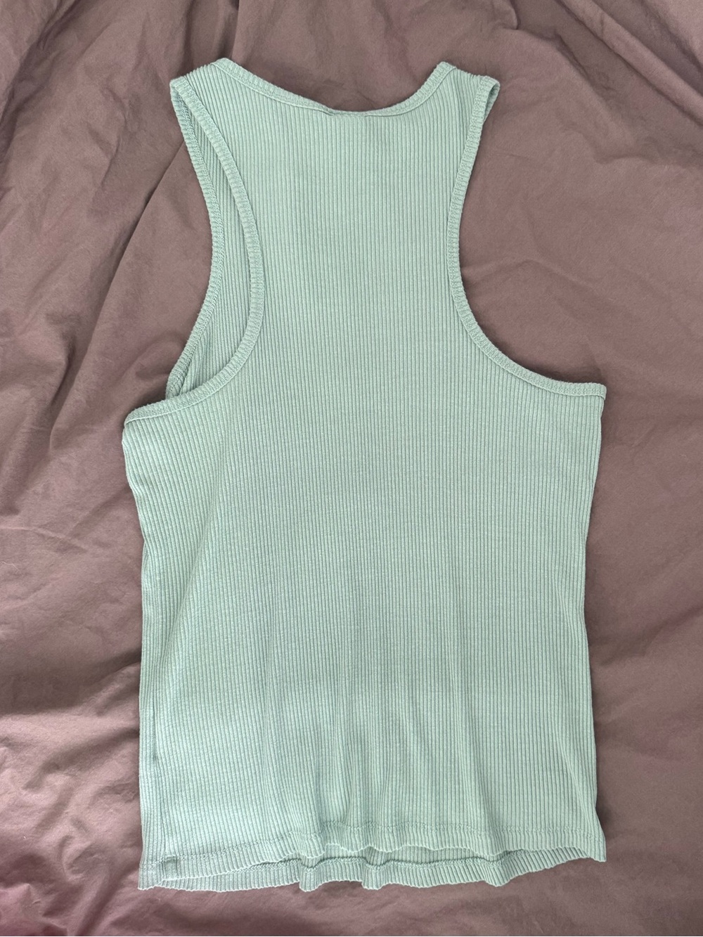 Mint Ribbed Racerback Tank Top - Picture 2 of 4